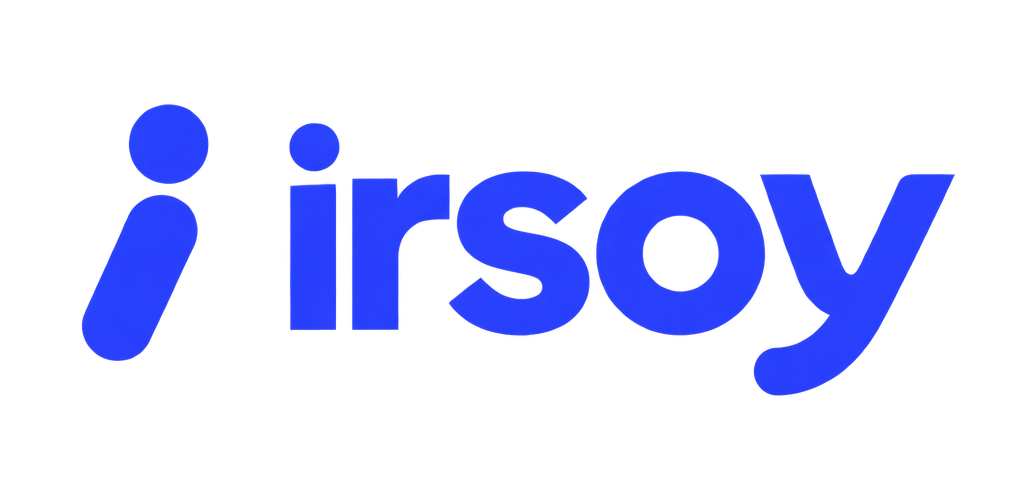 Light IRSOY logo on a dark background.